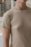 BASERANGE Classic Bamboo Fiber and Cotton Slim Fit T-shirt Series Collection Round Neck Bottoming Shirt France BAS-TOCT-BL-000-COCHLEA